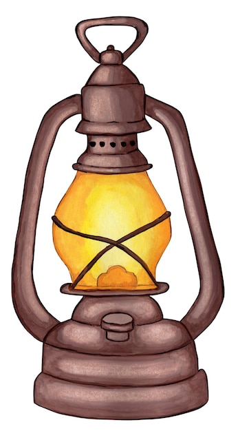 Antike Öllampe Eine Petroleumlampe für Halloween Aquarellillustration isoliert auf weiß