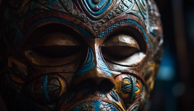 Antike Masken verkleiden die Kreativität der indigenen Kultur, die durch KI erzeugt wird