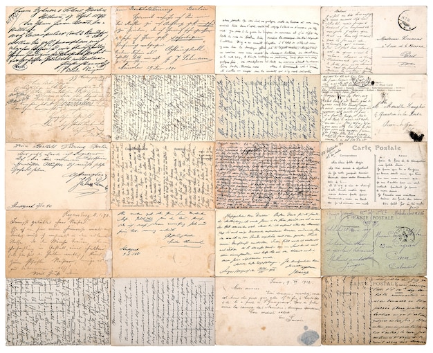 Antike Postkarten. alte handschriftliche undefinierte Texte von ca. 1900. Grunge Vintage Papier Textur Hintergrund