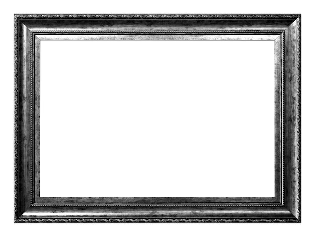 Antiker schwarzer und silberner Rahmen lokalisiert auf dem weißen Hintergrundweinlesestil