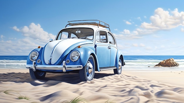 Foto antikes auto am strand