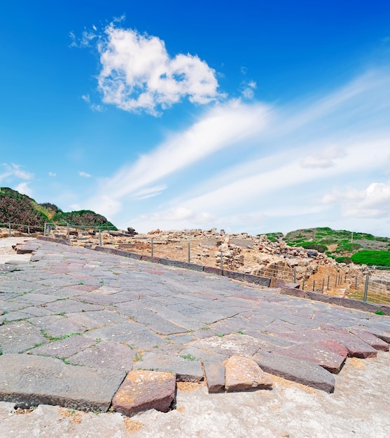 Antikes Pflaster in Tharros, Sardinien