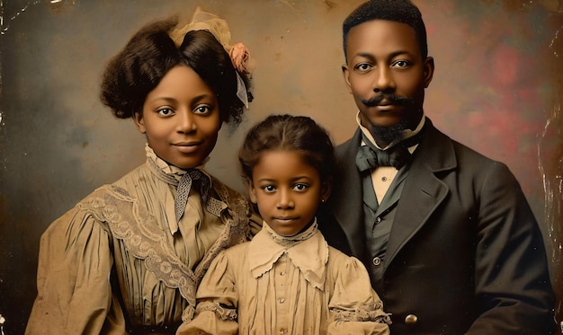 antikes Porträt einer afroamerikanischen Familie