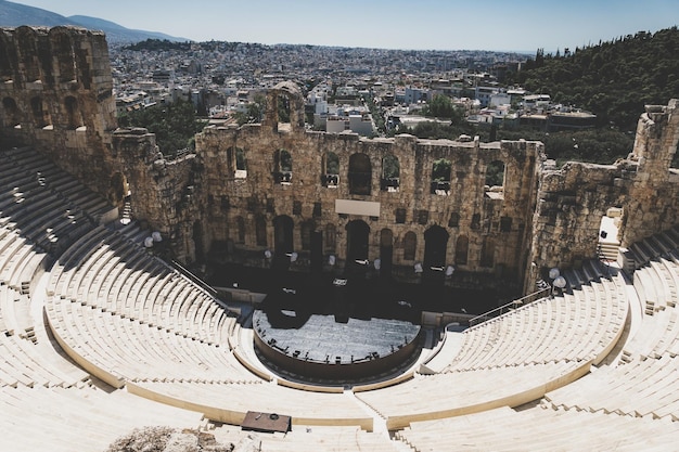 Foto antikes theater des dionysos in akropolis griechenland