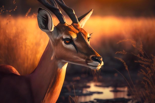Antilope im Licht der Sonne in der Savanne