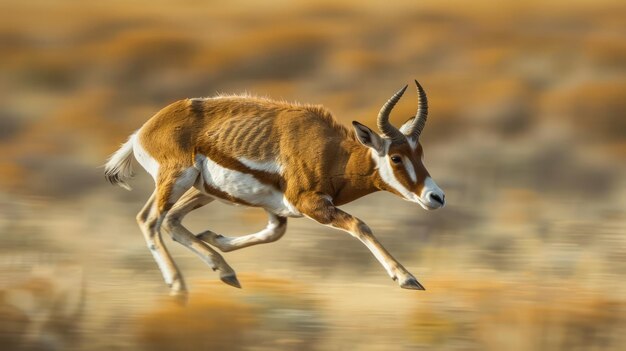 El antílope que corre rápido en la sabana dorada al atardecer Fotografía dinámica de la vida silvestre de la fauna africana