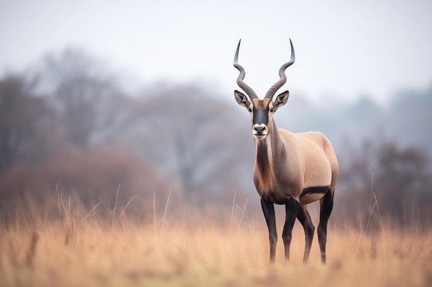 Foto el antílope roan está alerta ante posibles depredadores