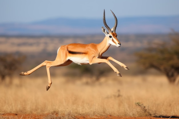 Un antílope saltando en el aire