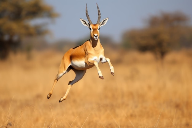 Un antílope saltando en el aire