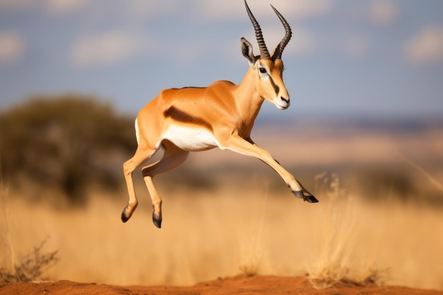 Un antílope saltando en el aire