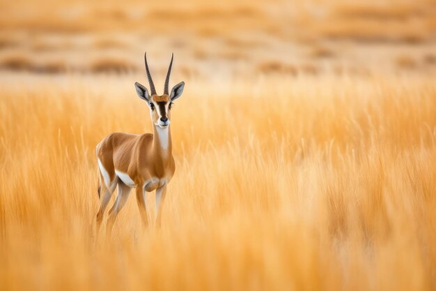 antílope springbok de tamaño mediano en hierba alta y amarilla AI