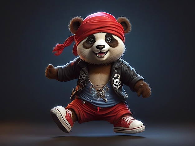 antropomórfico lindo y adorable oso samurá renderizado en 3D