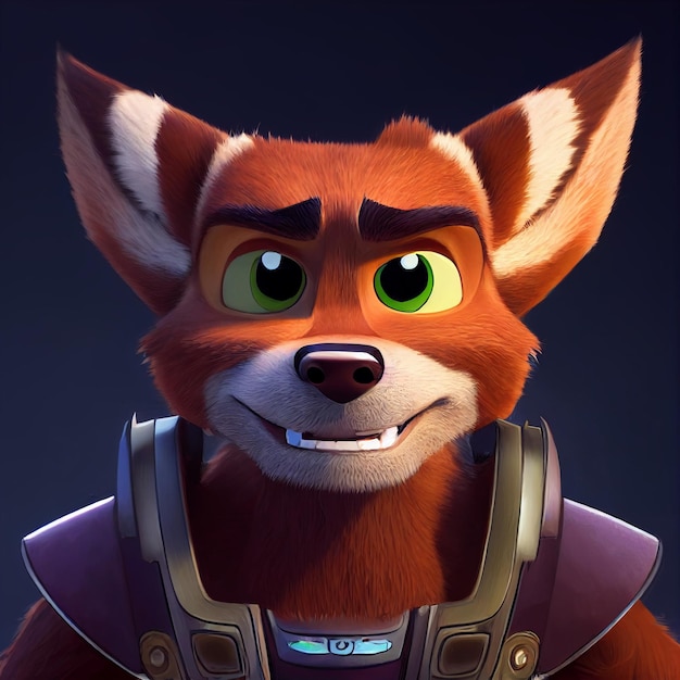 antropomórfico red fox retrato de personagem 3d renderização em 3d