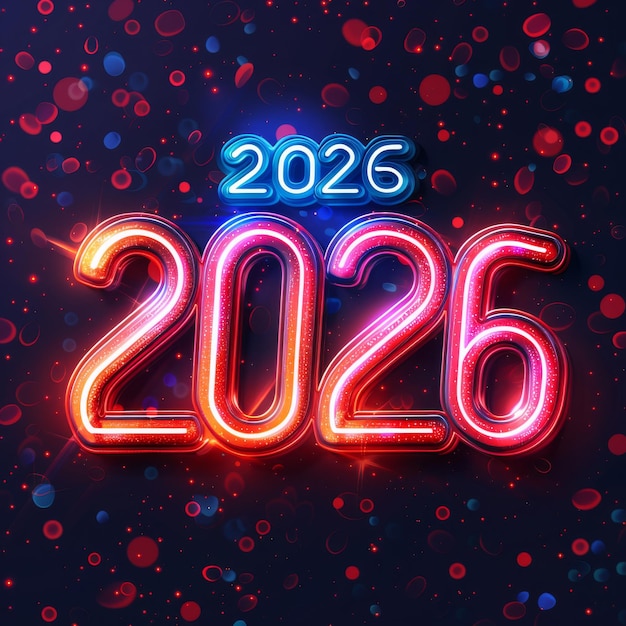 Anuário Novo de 2026: fundo, cartão de felicitações e logotipo, design, banner de véspera de celebração feliz.
