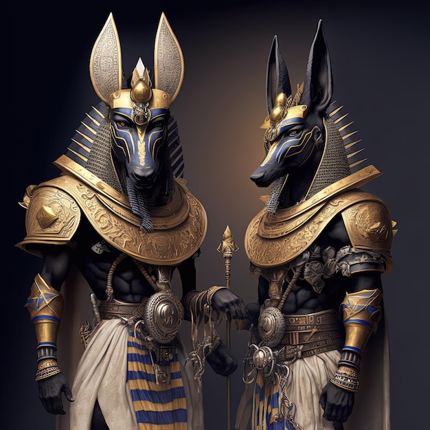 Foto anubis deus guerreiro antropomofizado em armadura