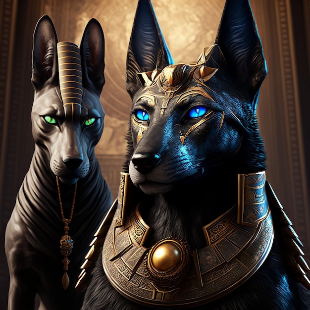 Anubis con ilustración de gato negro