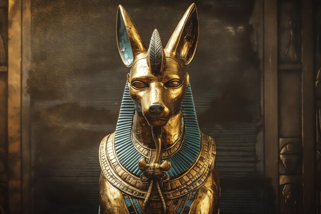 Foto anubis, o deus de cabeça de chacal associado à mumificação e à ilustração da vida após a morte