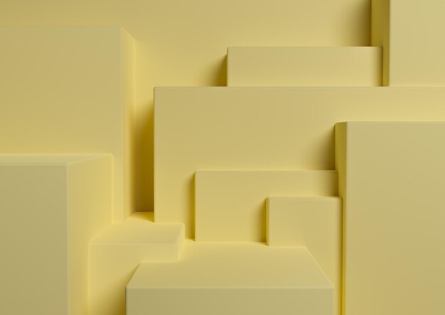 Anúncio de fotografia de fundo assimétrico abstrato de pódio de exibição de produto 3d amarelo pastel