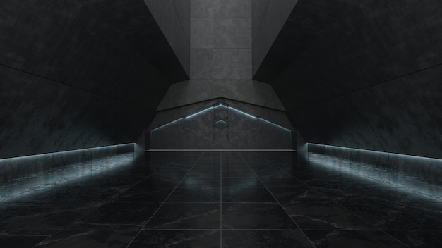 Anúncio de produto de salão de palco de pedra brilhante telha de pedra abstrata interior renderização 3d