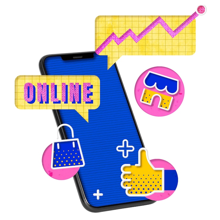 Foto anuncio digital png con marketing de megáfono y medios remezclados
