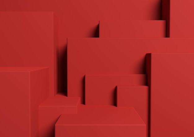 Anuncio de fotografía de fondo asimétrico abstracto de podio de exhibición de producto 3D rojo oscuro