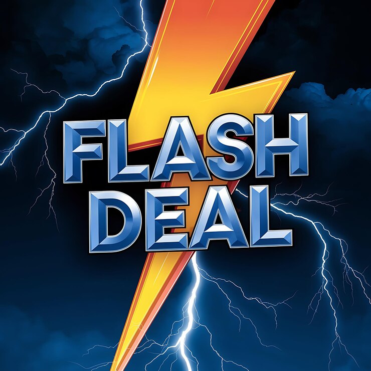 Foto anuncio de ofertas flash con gráfico de relámpagos