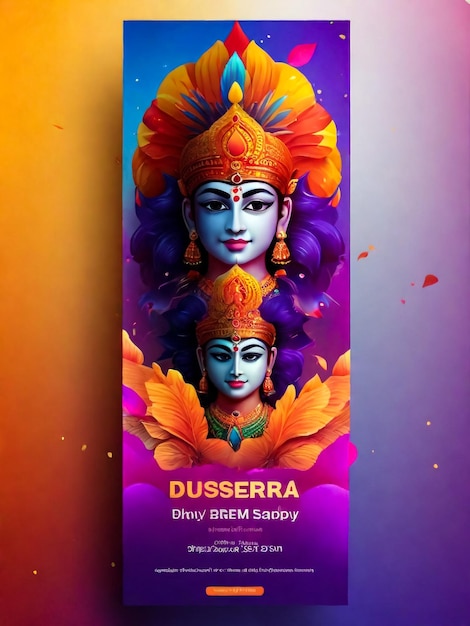 Foto anúncios criativos de feliz dussehra e design de banners de mídia social