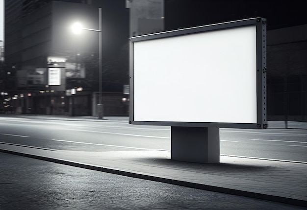 Anúncios de caixa de luz em branco e vistas de rua urbanas embaçadasxAxA