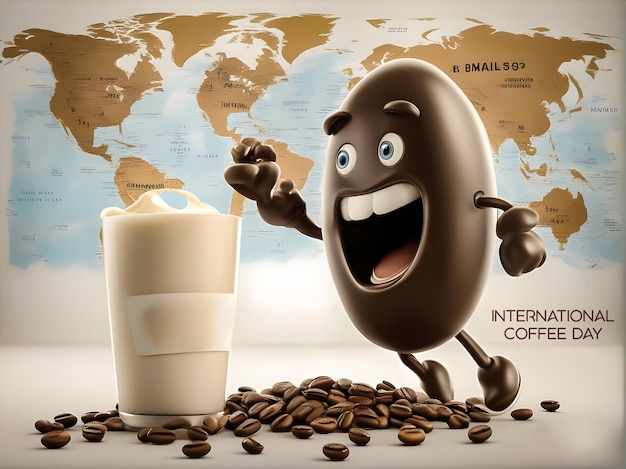 Anuncios divertidos del café del día internacional.