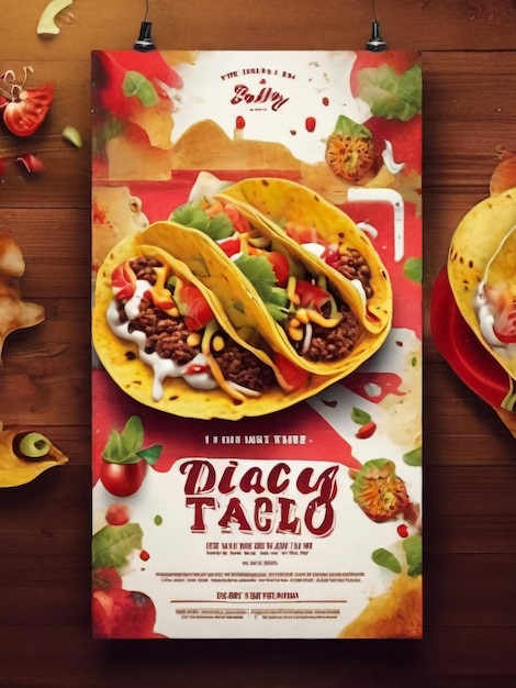 Foto anúncios do dia da alimentação mexicana de tacos banner concept poster card com ilustração de cactus vector