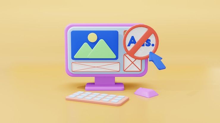 Foto los anuncios de ilustración de representación 3d bloquean la activación en el navegador