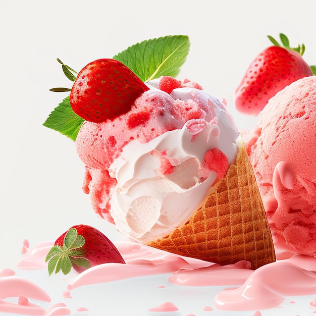 anuncios de mezcla de helado de fresa en banners