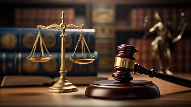 Anwaltskanzlei für Rechtsanwälte und Rechtsanwalt Richter Gavel Scale of Justice Erstellt mit generativer KI-Technologie