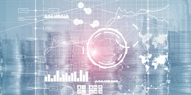 Anzeige von Interface-Intelligence-Dashboards und Diagrammen. Finanzielle Leistungsindikatoren