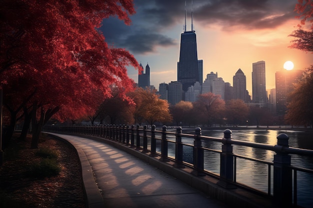 Foto apaixonar-se pelo outono em chicago explorando as cores de tirar o fôlego de chicago e illinois