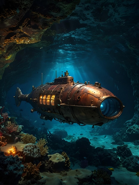 Foto aparelho de exploração oceânica profunda bathyscaphe