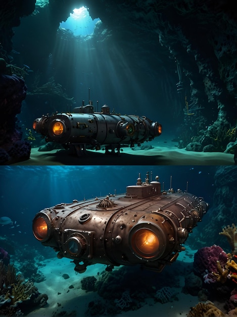 Foto aparelho de exploração oceânica profunda bathyscaphe