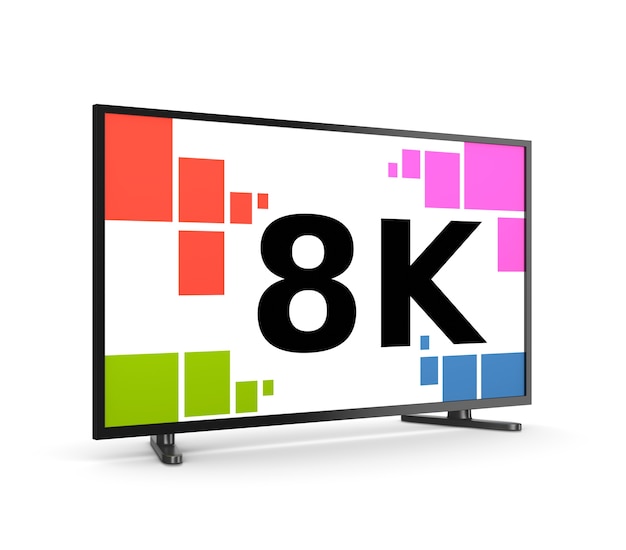 Aparelho de televisão 8k isolado