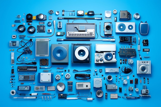 Aparelhos e aparelhos eletrónicos de cor azul arran