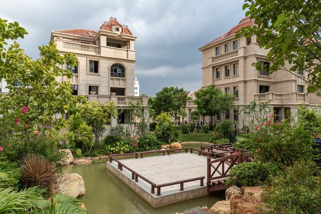 Aparência e detalhes da villa na área da villa.