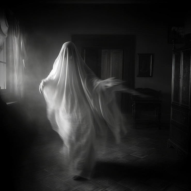 Foto una aparición fantasmal surrealista que se mezcla con el entorno