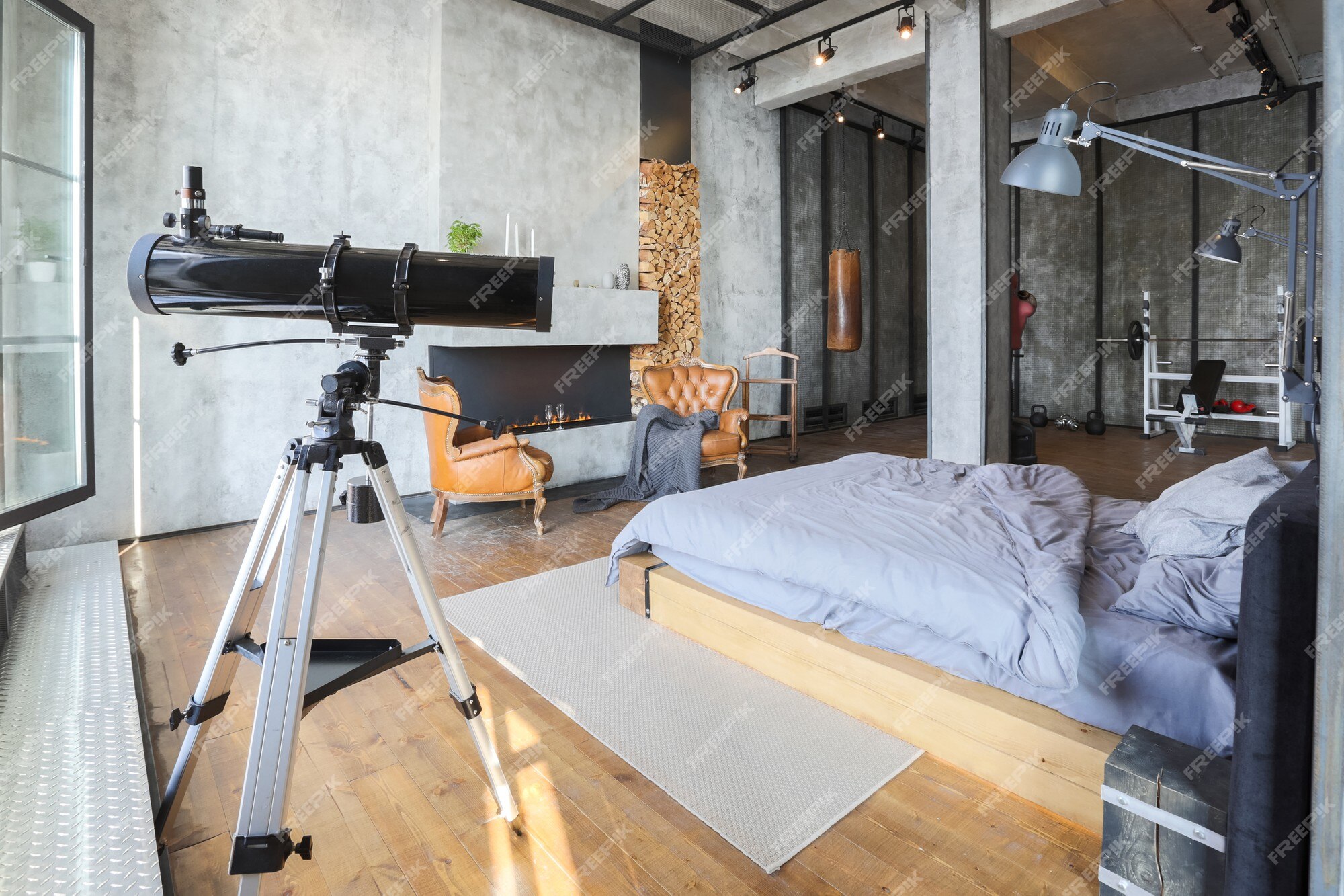 Apartamento de luxo em estilo loft em cores escuras. casa moderna e  elegante