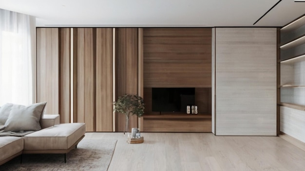 Este apartamento es el epítome de la elegancia moderna con un diseño minimalista y una llamativa madera