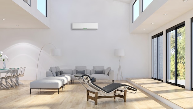 Foto apartamento interior moderno com ilustração de renderização 3d de ar condicionado