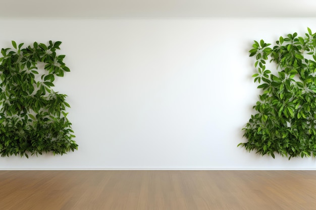 Apartamento de interiores modernos y brillantes con plantas verdes en la pared
