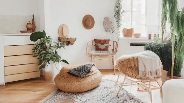 Un apartamento minimalista con un toque bohemia con materiales naturales y un ambiente relajado