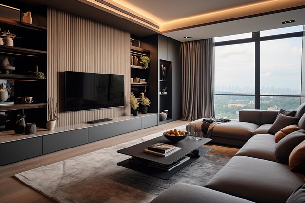 Foto apartamento moderno de luxo com decoração de almofadas confortáveis