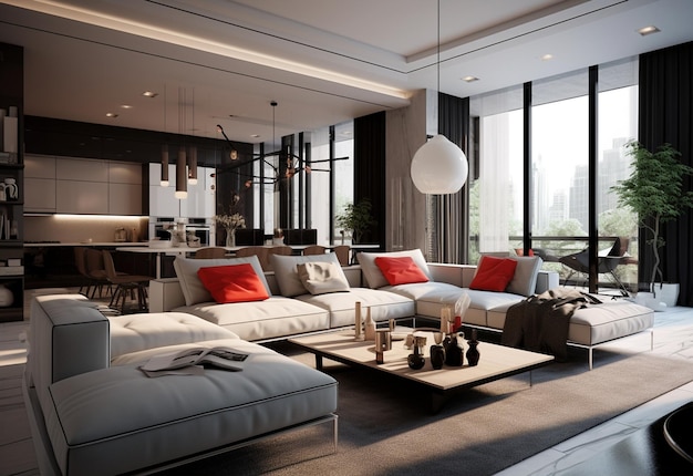 Apartamento moderno e elegante D Rendering