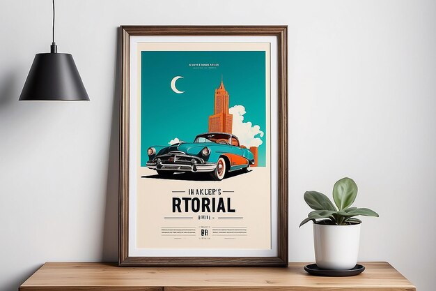 Apelo intemporal Modelo de moldura de cartaz retrô em fundo branco