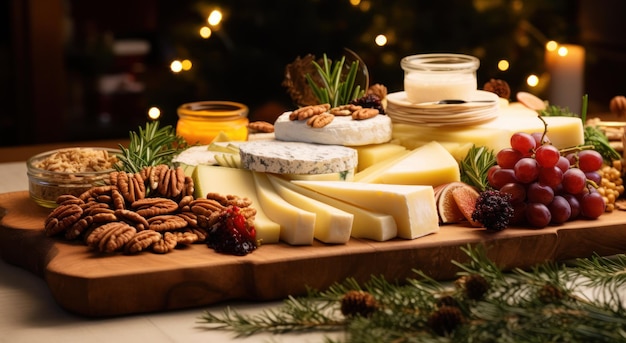 aperitivos de Navidad en una tabla de madera